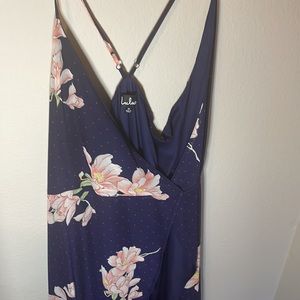 Dark Blue Floral High Low Wrap Lulu’s Dress - XL